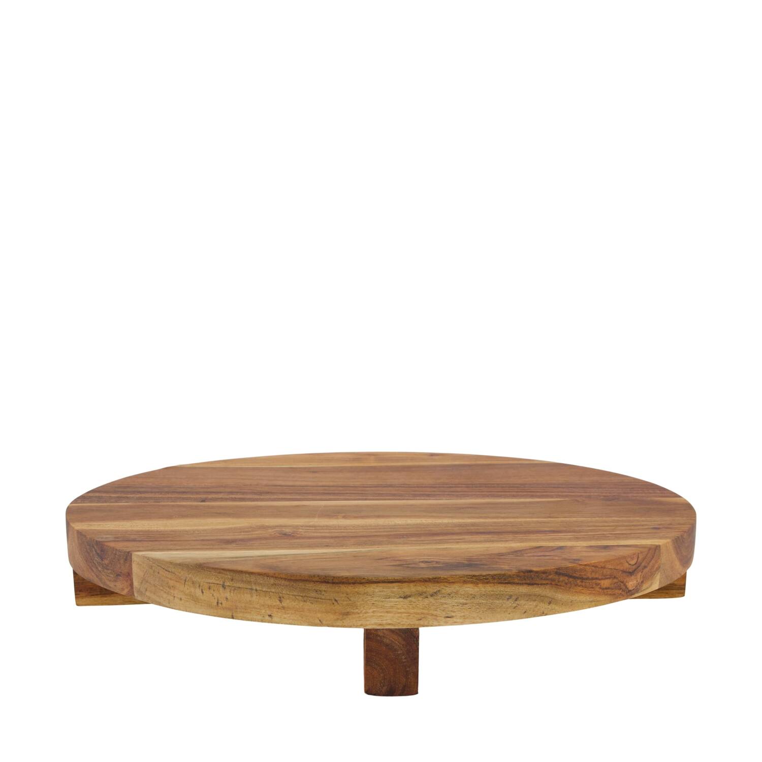Plate round acacia wood on feet 38x38x6cm FSC 100% - Natural
