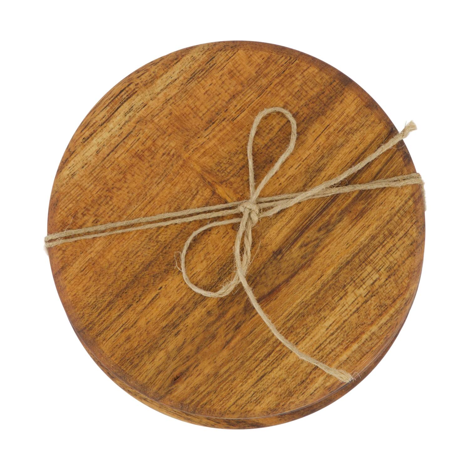 Coaster round acacia wood 10x10x4cm 4pc FSC 100% - Natural