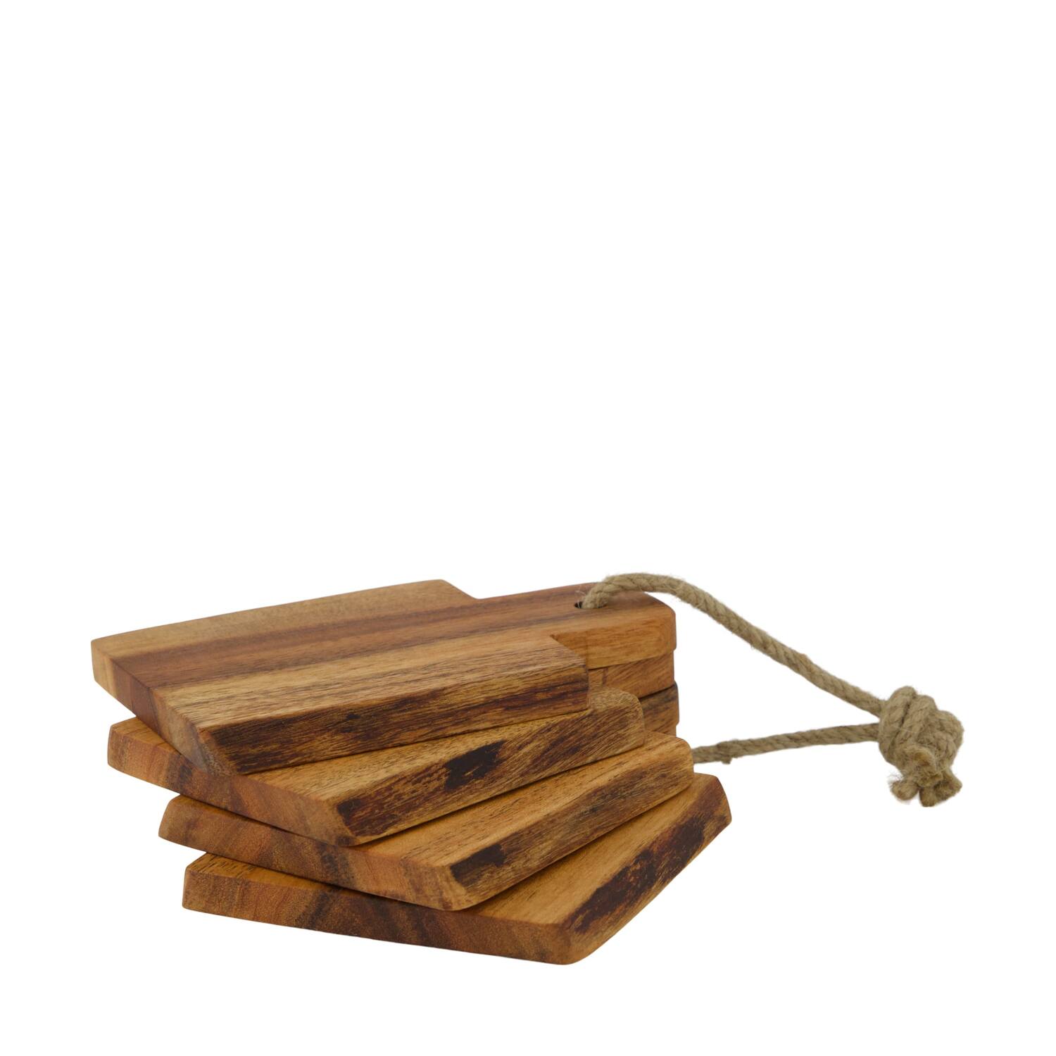 Plate rectangular acacia wood 14x10x4cm 4pc FSC 100% - Natural