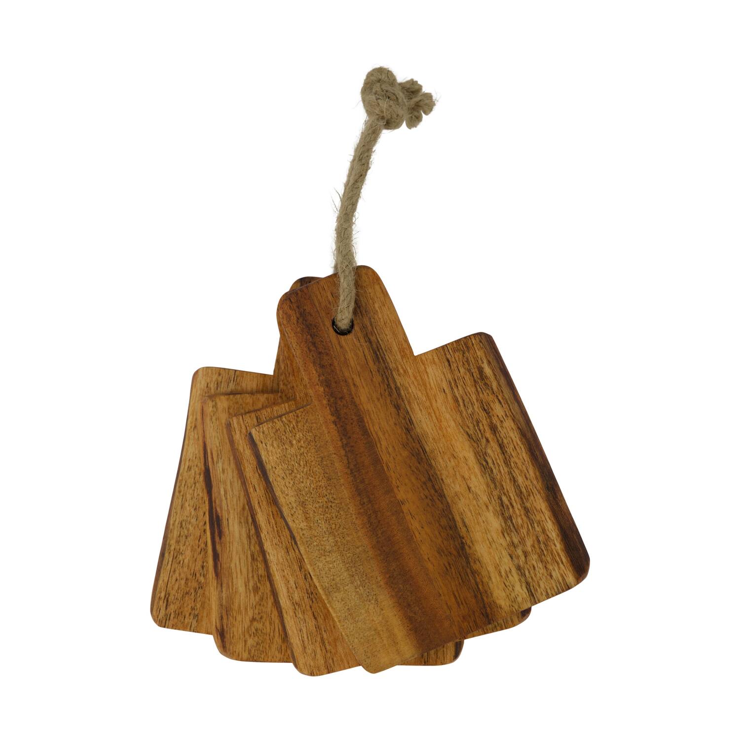 Plate rectangular acacia wood 14x10x4cm 4pc FSC 100% - Natural