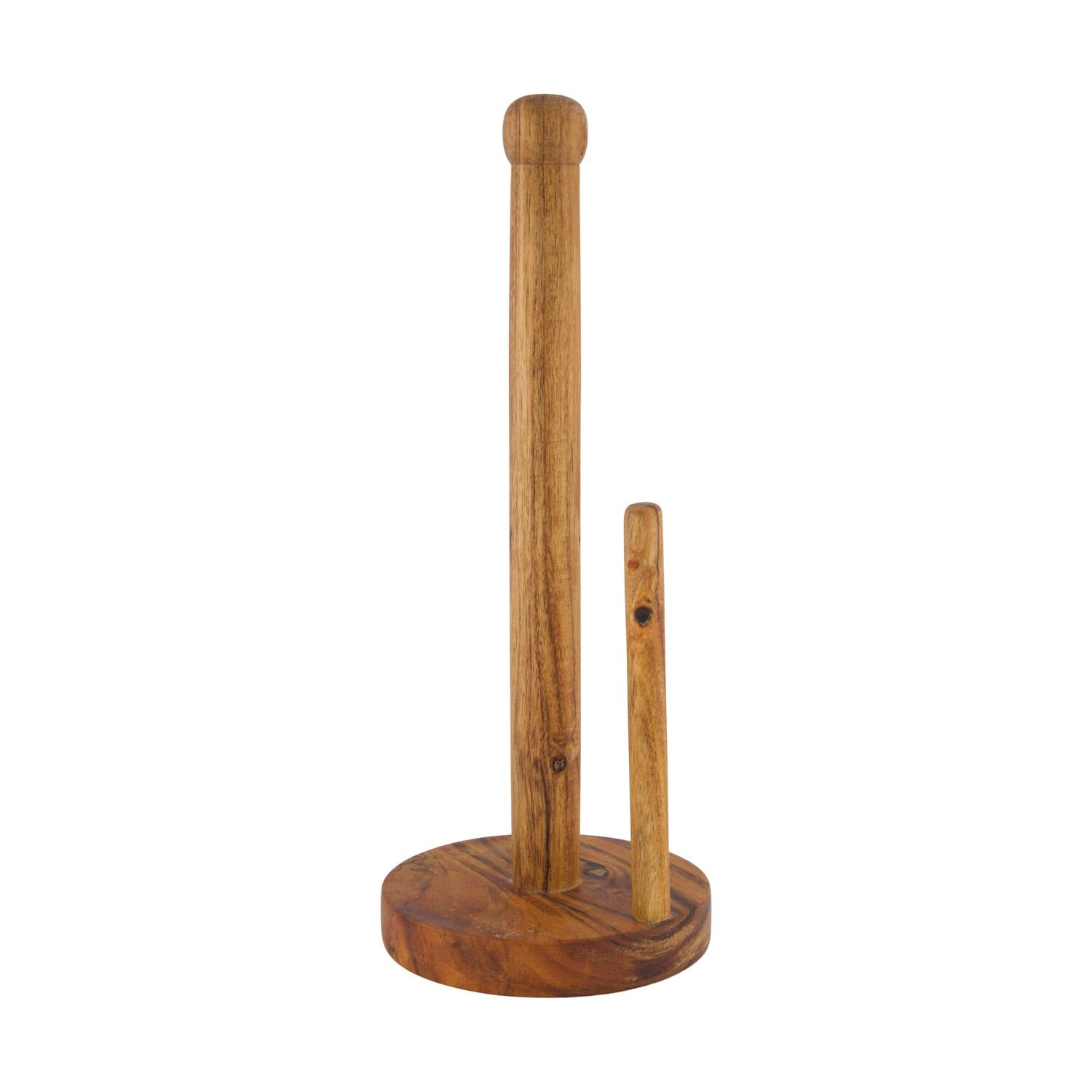 Kitchen roll holder round acacia wood 13x13x32cm FSC 100% - Natural