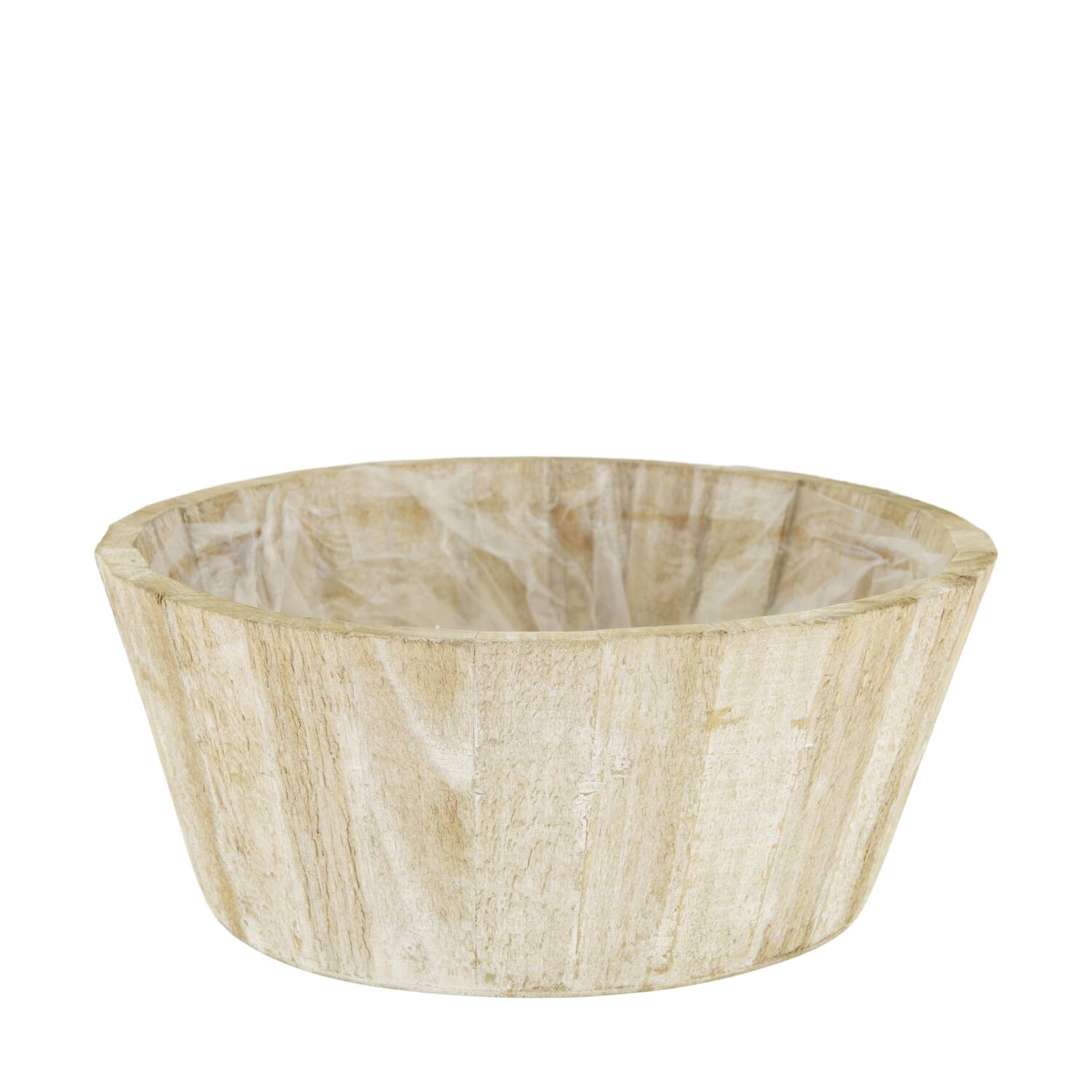 Planter round pine wood with plastic 25x25x10cm FSC 100%