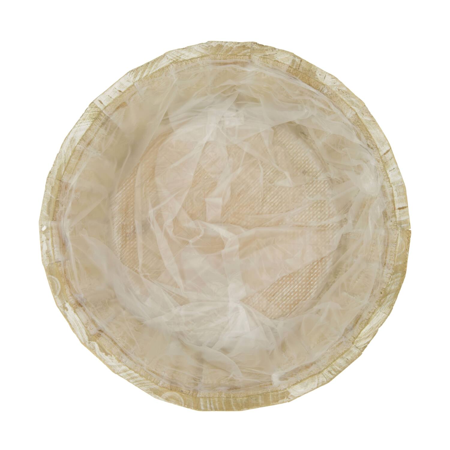 Planter round pine wood with plastic 29x29x11cm FSC 100% - Natural