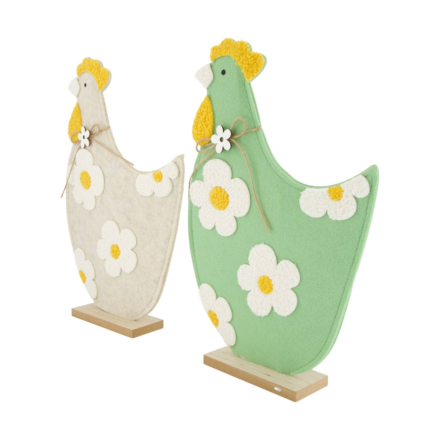 Figurine chicken felt mdf 26x6x39cm C2 FSC 100% - Green
