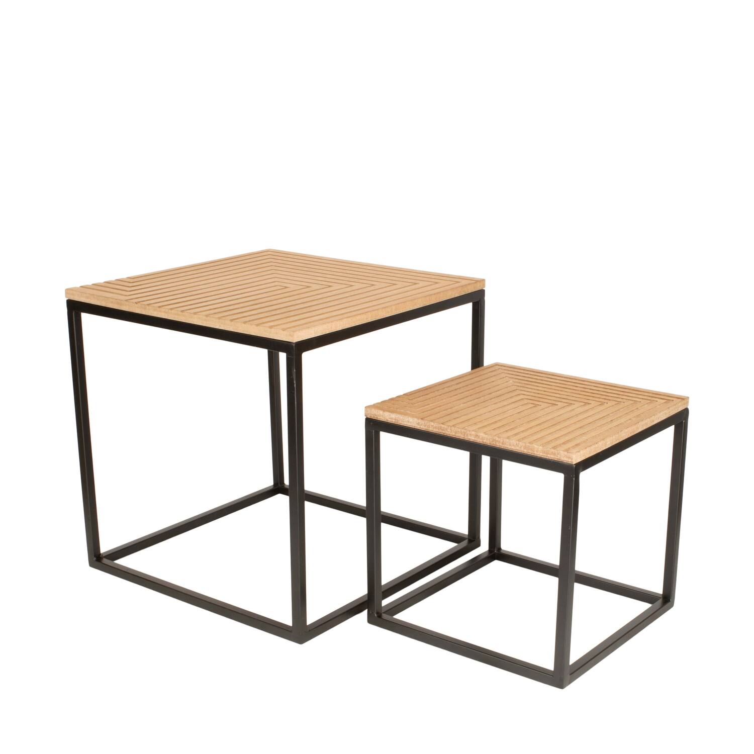 Table square metal / mdf 37x37x37cm S/2 FSC Mix 100%