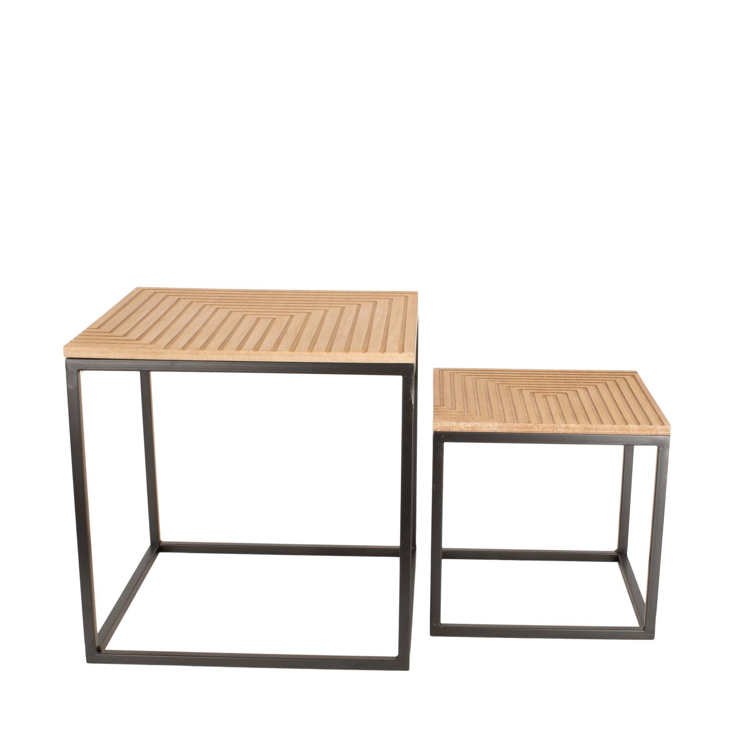 Table square metal / mdf 37x37x37cm S/2 FSC Mix 100%