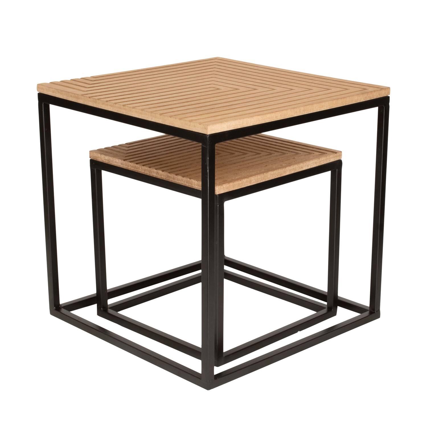 Table square metal / mdf 37x37x37cm S/2 FSC Mix 100%
