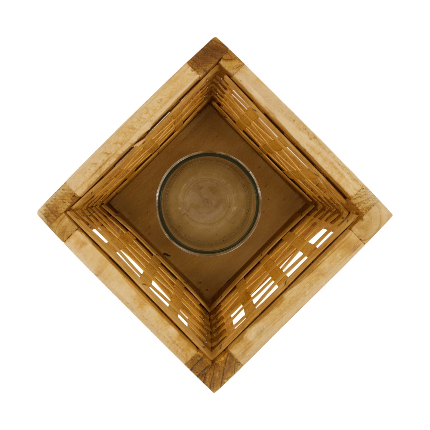 Lantern poplar wood with glass 18x18x28cm FSC 100% - Natural