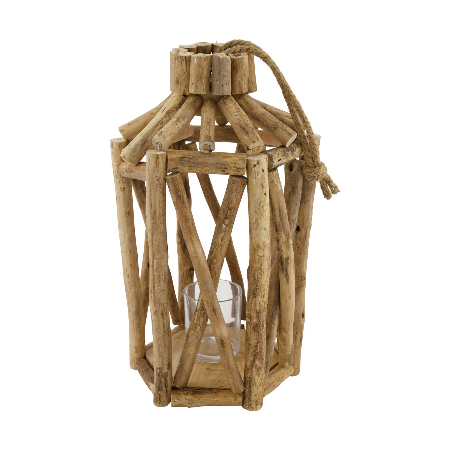 Lantern poplar wood with glass 18x18x38cm FSC 100%