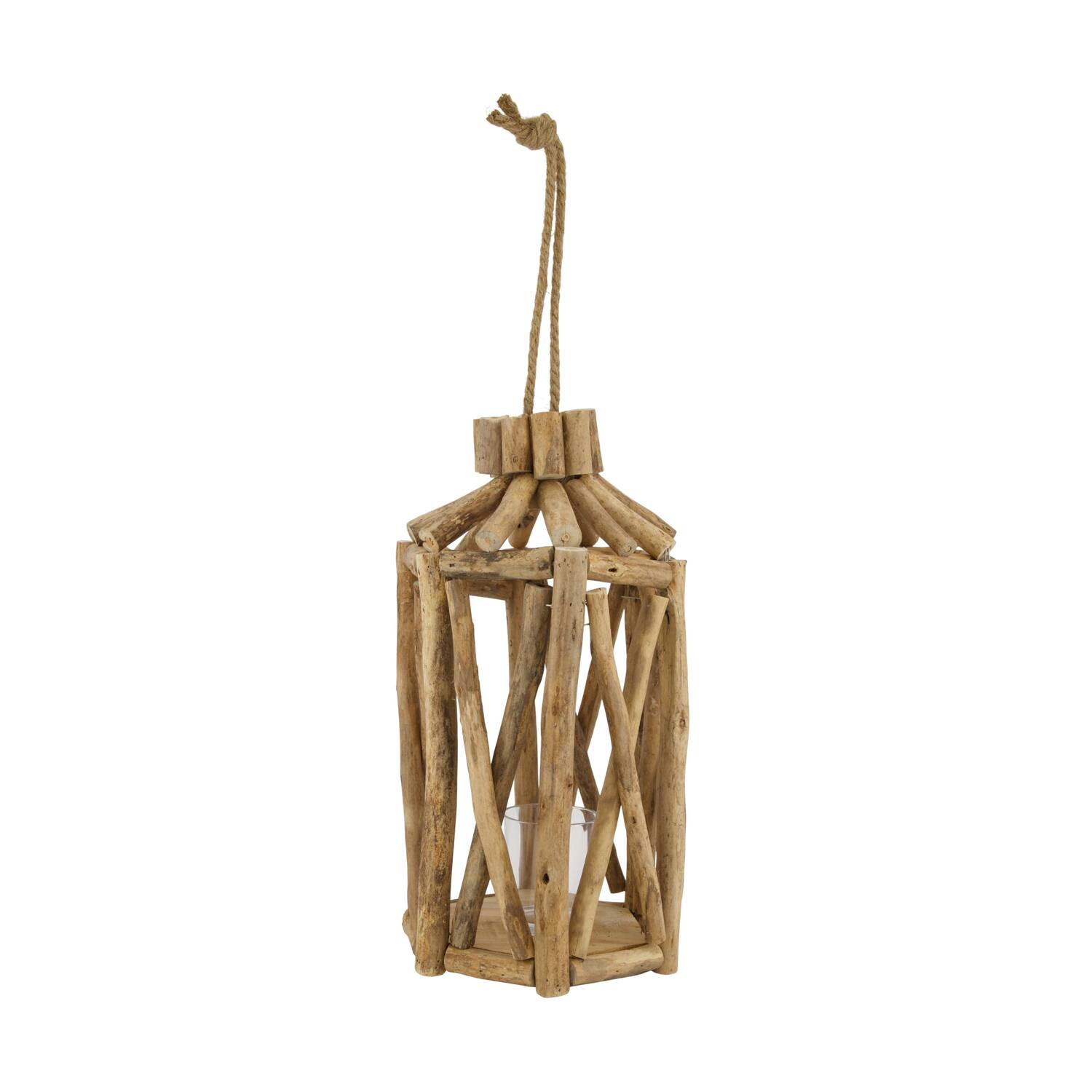 Lantern poplar wood with glass 18x18x38cm FSC 100%