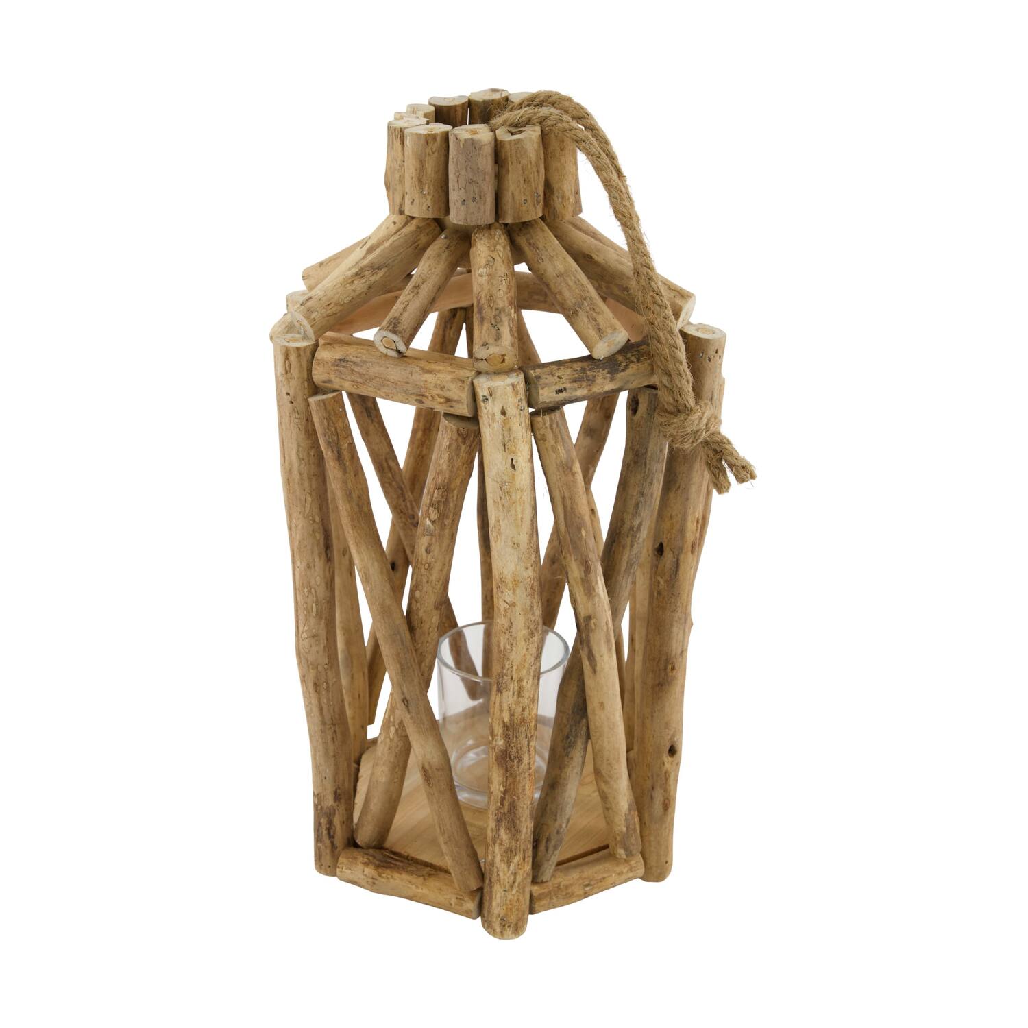 Lantern poplar wood with glass 18x18x38cm FSC 100%