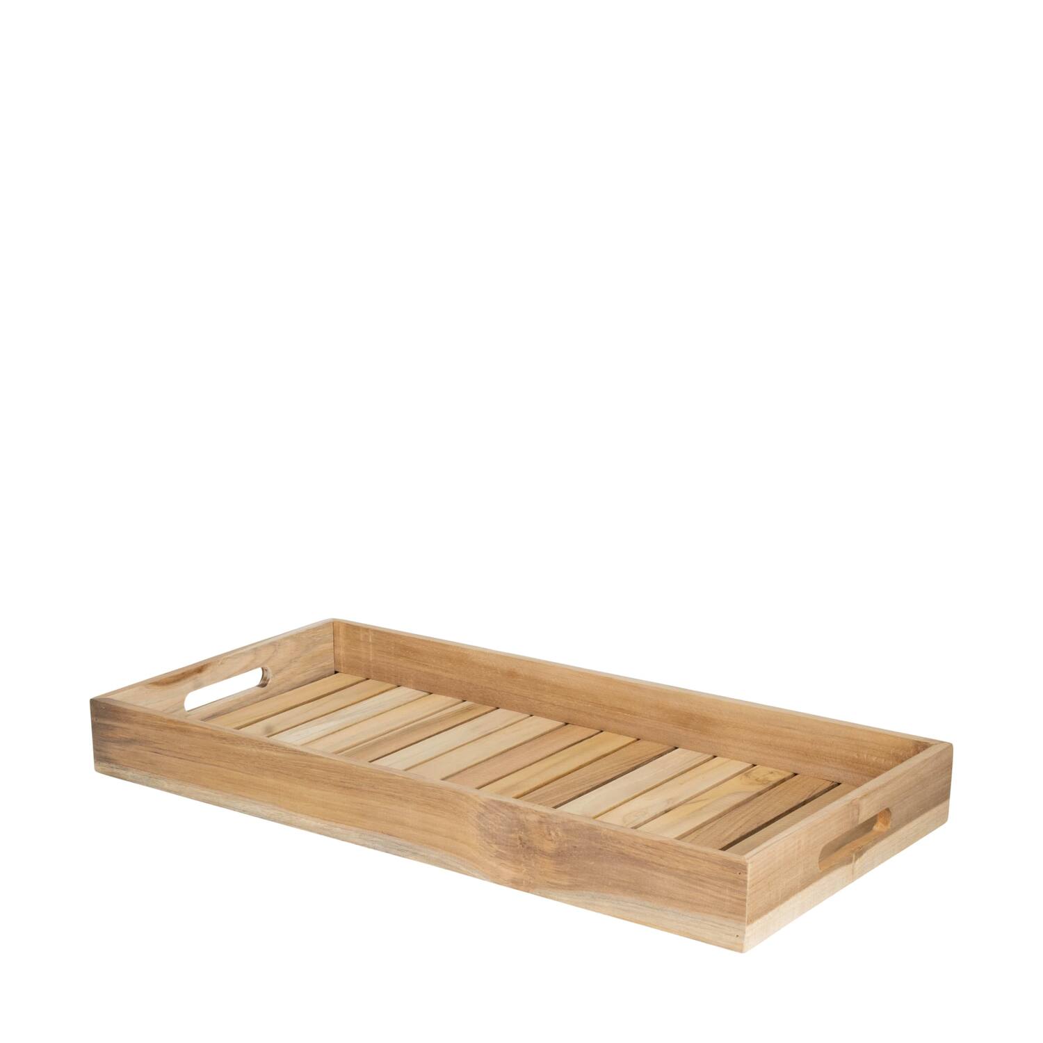 Tray rectangular teak wood with handle 58x28x6cm FSC 100%