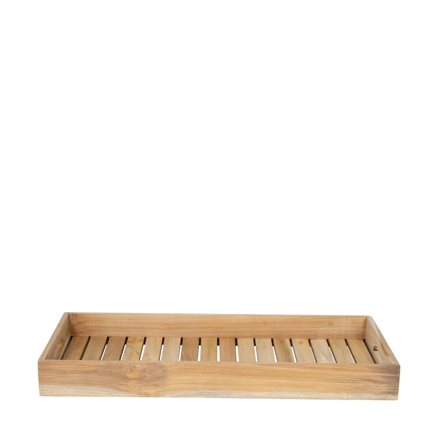 Tray rectangular teak wood with handle 58x28x6cm FSC 100%
