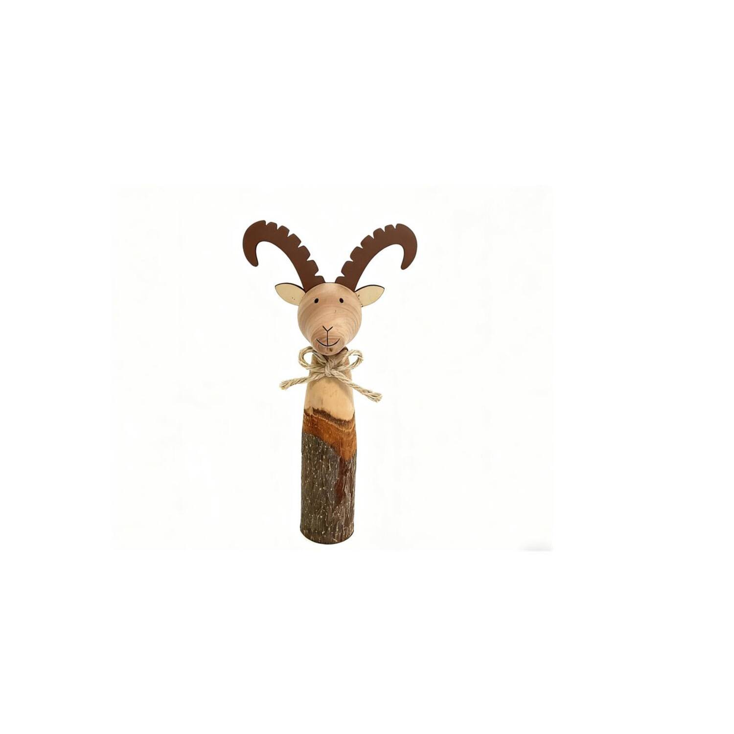 Figurine ibex pine wood 13.5x6x26.5cm FSC 100% - Natural