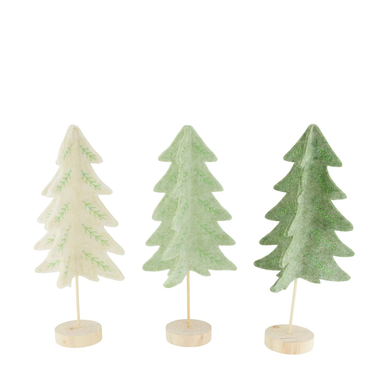 Figurine tree felt pine wood on stand 17x7.8x34.5cm C3 FSC 100% - Green