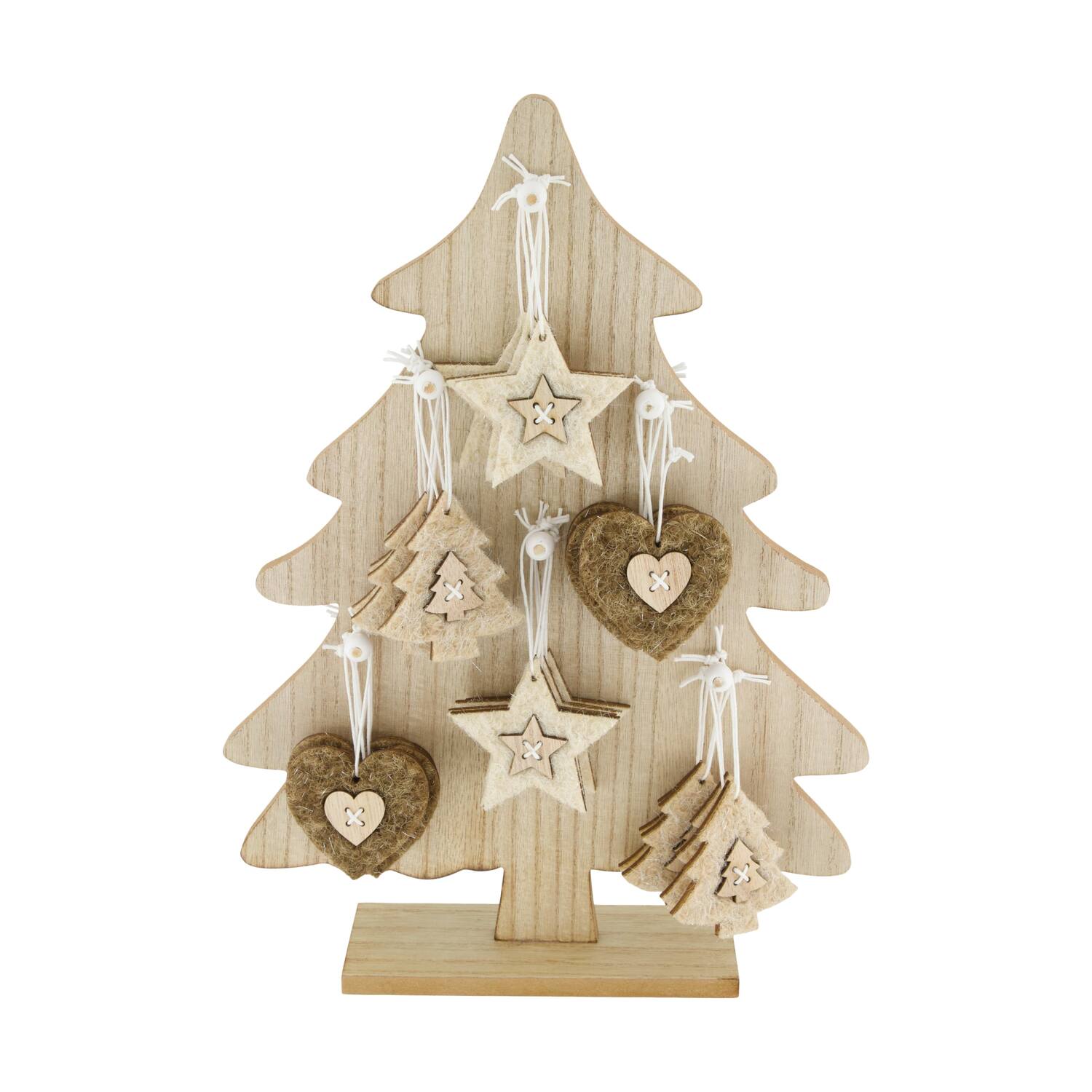 Hanger heart / star / tree felt in display mdf 5.5x6.5x6cm A/3 FSC Mix 100%