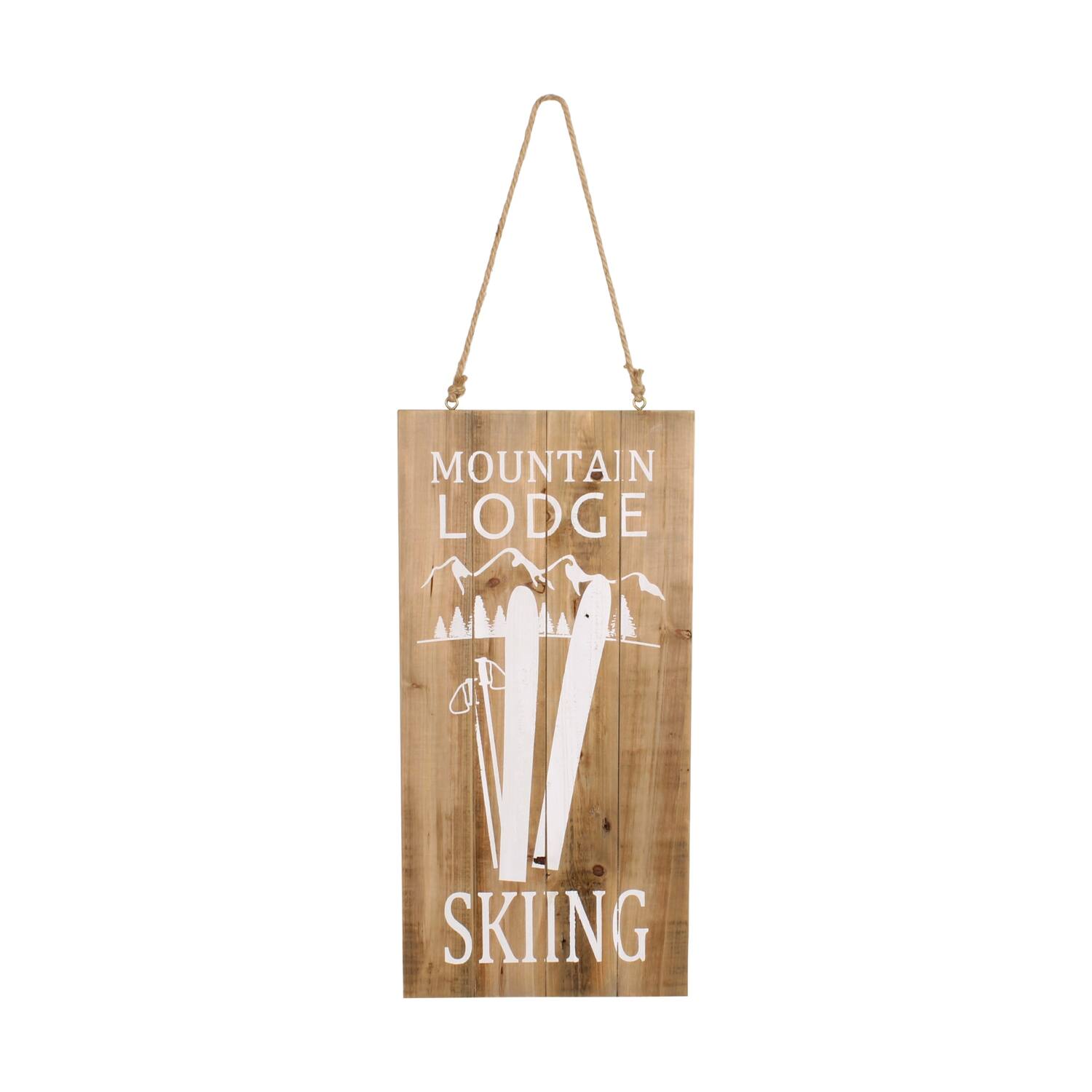 Sign Mountain lodge poplar wood 28x1.5x58cm FSC 100%