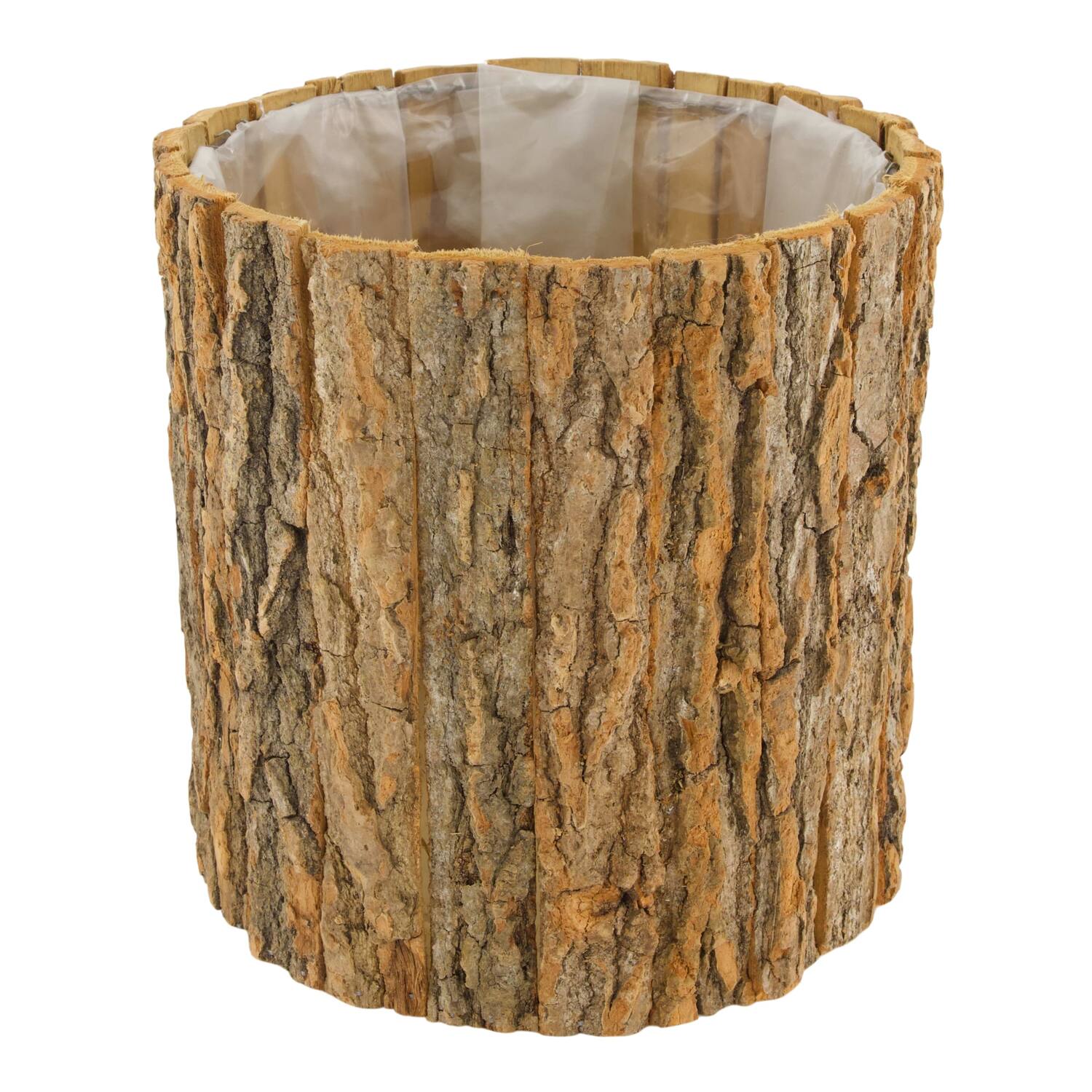 Planter round poplar wood with plastic 27x27x27cm FSC 100%