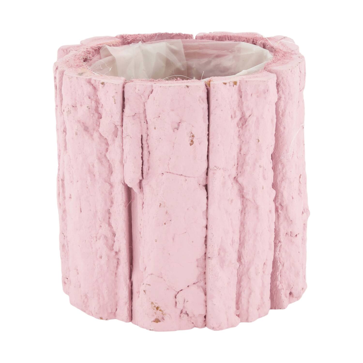 Planter round poplar wood with plastic 9x9x9cm FSC 100%