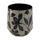 Planter round black leaf metal with print 22x22x22.5cm - Black