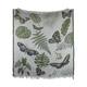 Plaid rectangular jacquard leaves acrylic 125x150x2cm - Green