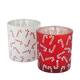 Tealight holder round glass with print 7.3x7.3x8cm C/2