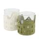 Tealight holder round felt houses glass 8.5x8.5x10cm C/2
