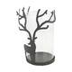 Tealight holder deer metal 12x12x19.5cm - Black