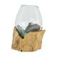 Root teak wood with glass 9x9x12.5cm - Natural