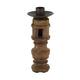 Pillar candle holder round reclaimed wood 6x6x15cm - Brown