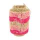 Lantern paper rope with glass 17.5x17.5x26cm - Pink