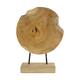 Statue round teak wood on stand 28x8x38cm - Natural