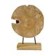 Statue round teak wood on stand 28x8x38cm - Natural
