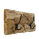 Coat rack teak wood with 2 hooks 38x18x8cm - Natural