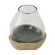Vase teak wood with glass 19x19x18cm - Natural