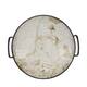 Tray round with marble print metal with handle 38x38x8.5cm