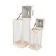 Lantern fir wood with metal with glass 25.5x25.5x67.5cm S/2