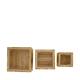 Planter square reclaimed wood with plastic 25x25x12cm S/3