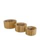 Planter round reclaimed wood with plastic 26x26x12.5cm S/3
