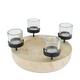 Tealight holder paulownia wood 26x26x6cm - Natural