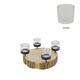 Pillar candle holder bark paulownia wood with metal cup 28x28x5cm - Natural