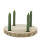 Dinnercandle holder paulownia wood with metal cup 28x28x3cm - Natural