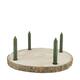 Dinnercandle holder paulownia wood with metal cup 38x38x3cm - Natural