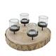 Pillar candle holder paulownia wood with metal cup 28x28x5cm - Natural