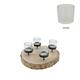 Pillar candle holder paulownia wood with metal cup 28x28x5cm - Natural