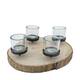Pillar candle holder paulownia wood with metal cup 38x38x9cm