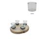 Pillar candle holder paulownia wood with metal cup 38x38x9cm