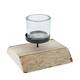 Pillar candle holder paulownia wood with metal cup 23x23x5cm - Natural