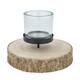 Pillar candle holder paulownia wood with metal cup 20x20x4cm - Natural