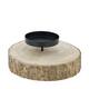 Pillar candle holder paulownia wood with metal cup 20x20x4cm - Natural